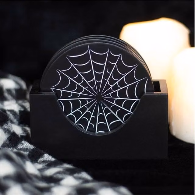 Uniqueful Black Spiderweb Coaster Set, 1 Pack – 1