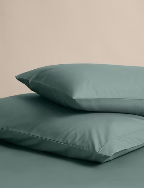M&S 2 Pack Egyptian Cotton Pillowcases in Smokey Green