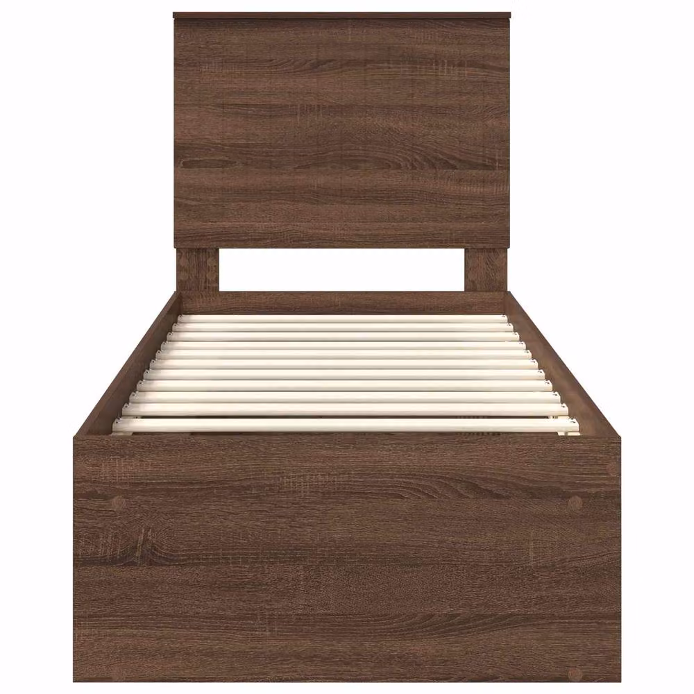Berkfield Home Modern Bed Frame with Headboard in Brown Oak, Solid Pine and Engineered Wood, W: 75 cm, L: 190 cm – 5