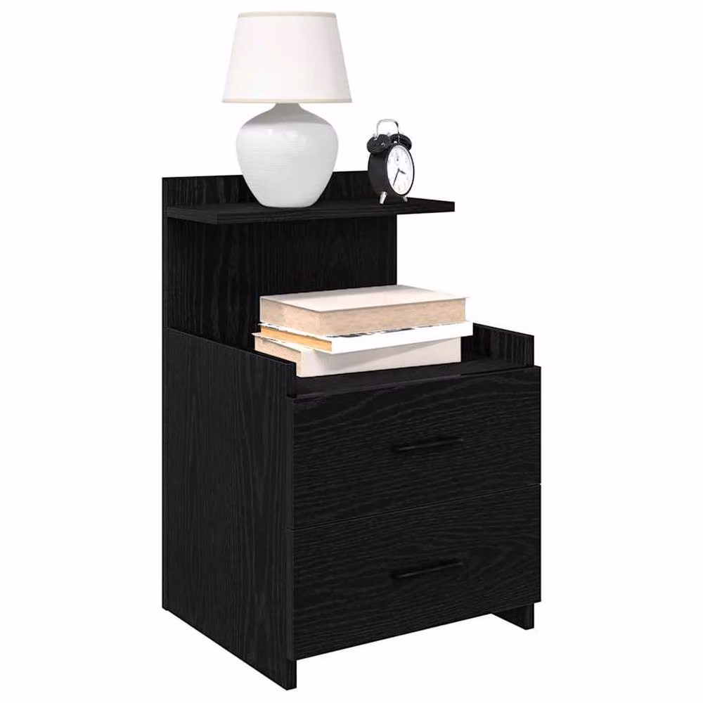 Berkfield Home Modern Bedside Cabinet with 2 Drawers in Black, W: 40 cm, D: 36.5 cm, H: 62 cm – 2
