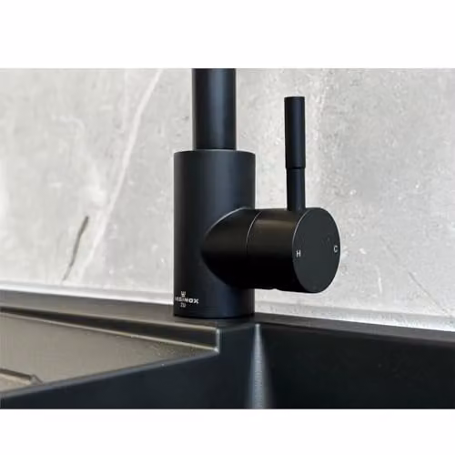 Reginox Salina MB Matt Black Single Lever Square Neck Kitchen Mixer Tap – 3