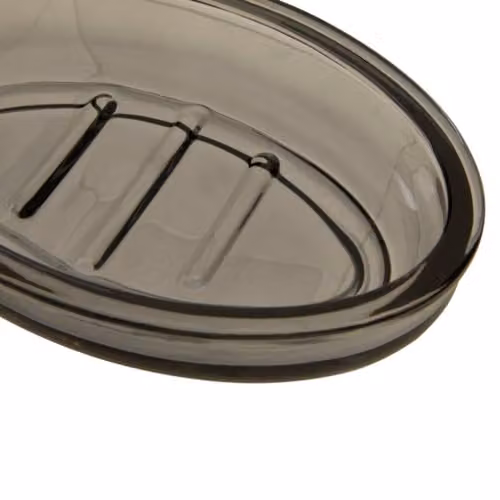 Orsina Ridley Glass Soap Dish, Transparent Grey, W: 15 cm, D: 10 cm, H: 3 cm – 2
