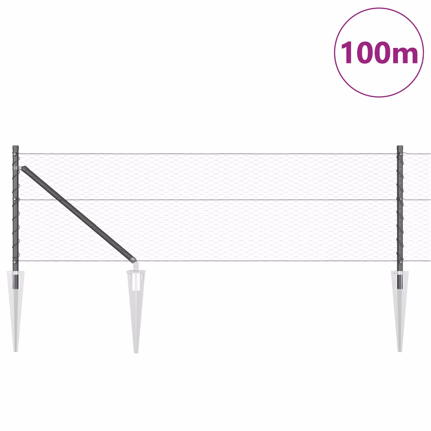 Berkfield Home Grey Steel Hexagon Fence, 0.6 x 100 m – 2