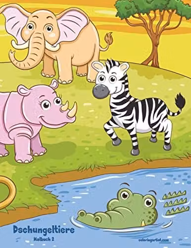 Dschungeltiere-Malbuch 2: Volume 2 Colouring Book by Createspace, Multicolour, W: 27.94 cm, H: 27.94 cm, D: 0.48 cm