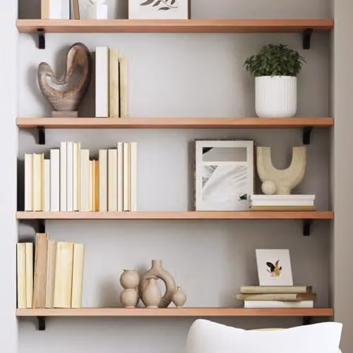 vidaXL Rustic Oak Wall Shelf, Brown, W: 80 cm, D: 20 cm, H: 2 cm – 2