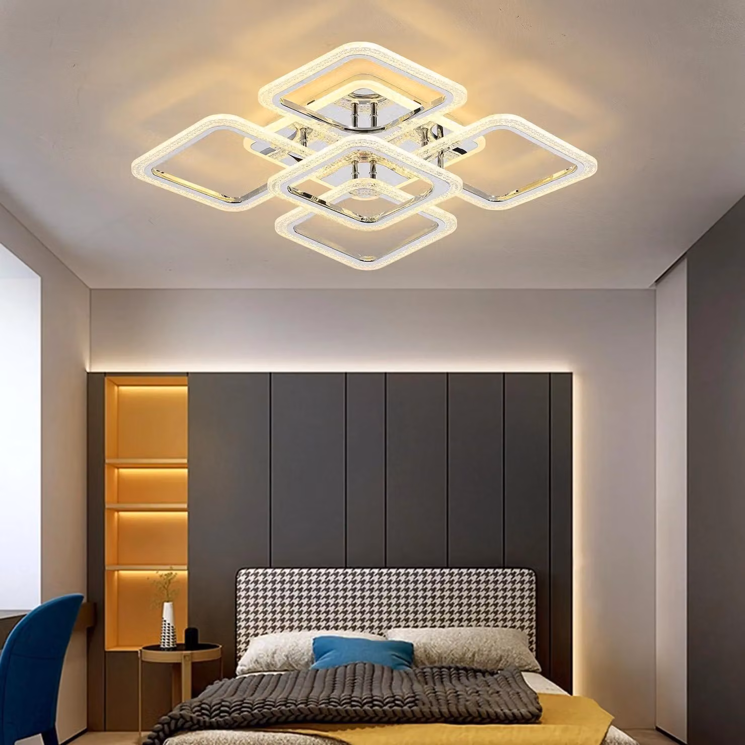 Garwarm Modern LED Ceiling Light with Remote Control and Dimmable Function in Transparent Clear – 2