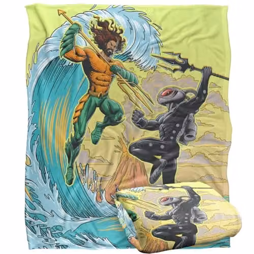 LOGOVISION Aquaman and The Lost Kingdom Throw Blanket, W/D/H: 152 x 127 cm, White and Multicolour – 1
