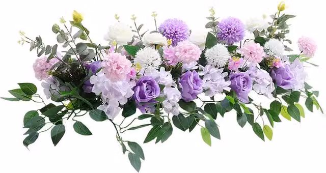 Living and Home Purple Artificial Mixed Rose Flowers for Wedding Aisle Decor – 1