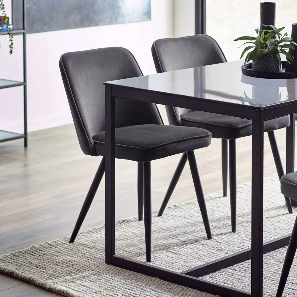 Cheshire Kingsley Set of 2 Elegant Grey Velvet Dining Chairs – 3
