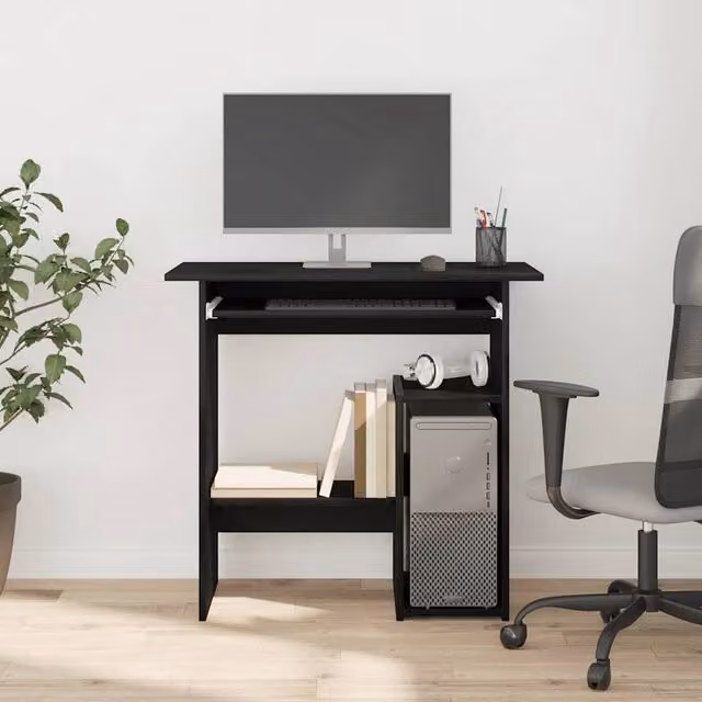 Berkfield Home Elegant Writing Desk in Black Oak, W/D/H: 80 x 45 x 74 cm