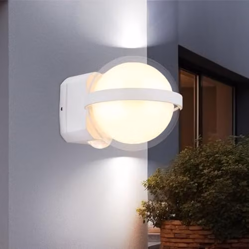 Netlighting Illi Outdoor LED Globe Wall Lamp, White Matt, IP54, Warm White 3000K – 3