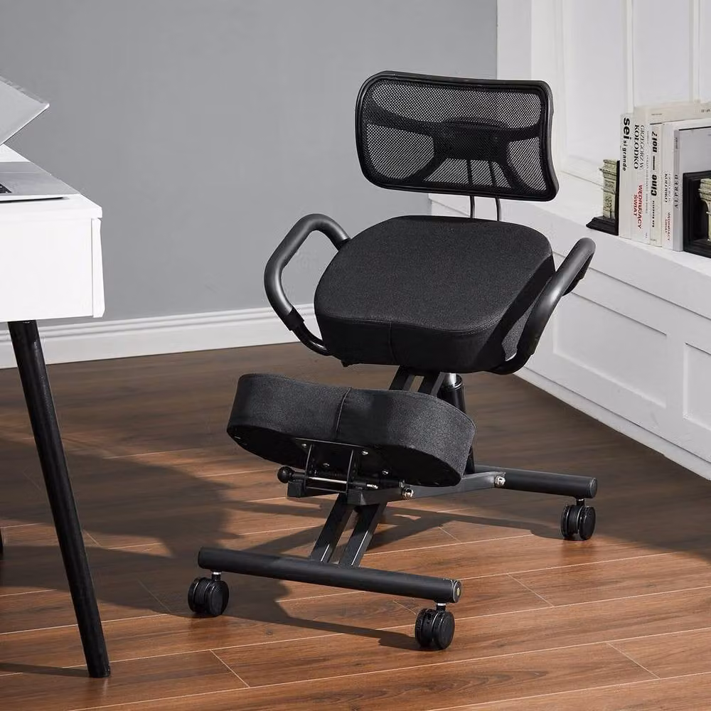 KORVIXA Ergonomic Kneeling Chair in Black with Castors for Home Office – 4