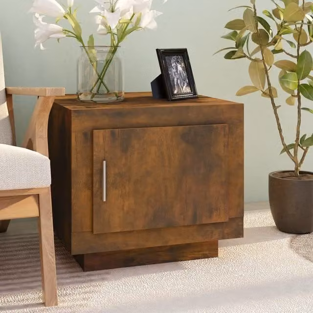 Berkfield Home Smoked Oak Coffee Table in Brown, W/D/H: 51 x 50 x 45 cm
