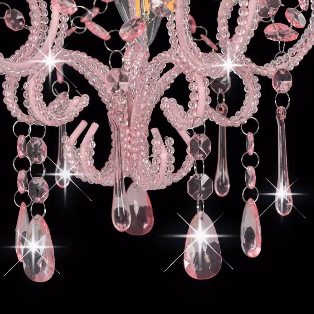 Berkfield Home Round Pink Glass and Metal Ceiling Lamp with E14 Bulb Holder – 4