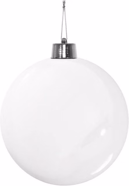 KDMD White Shiny Shatterproof Round Christmas Bauble, Diameter: 20 cm