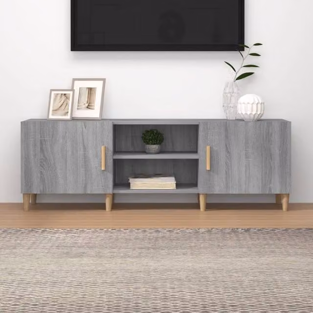 Berkfield Home Grey Sonoma TV Cabinet in Engineered Wood W/D/H: 150 x 30 x 50 cm – 1