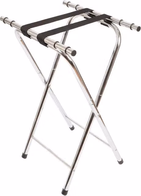 Harbour Housewares Metal Folding Freestanding Serving Tray Stand with Anti-Slip Feature in Silver