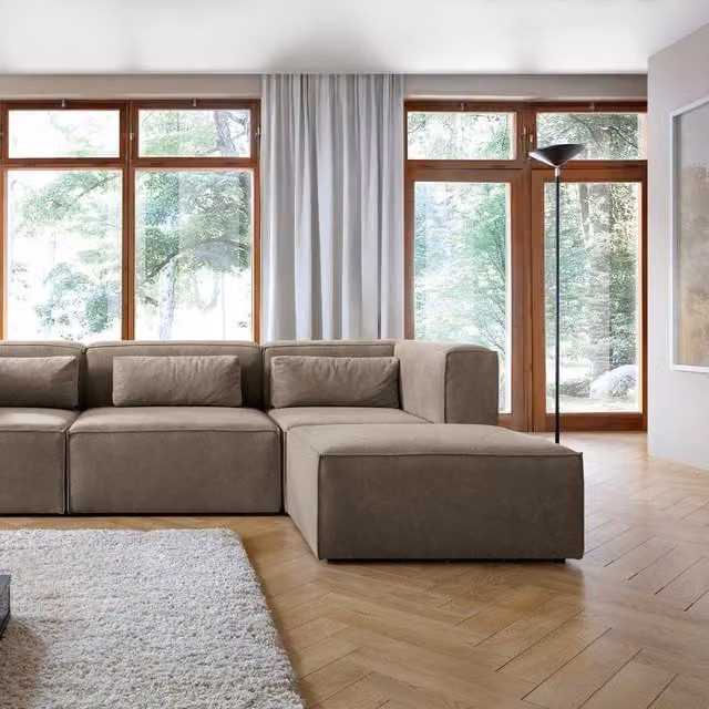 Abakus Direct Doris Reversible L-Shaped Corner Sofa in Brown Cord Chenille Fabric, W: 282 cm, D: 163 cm, H: 73 cm