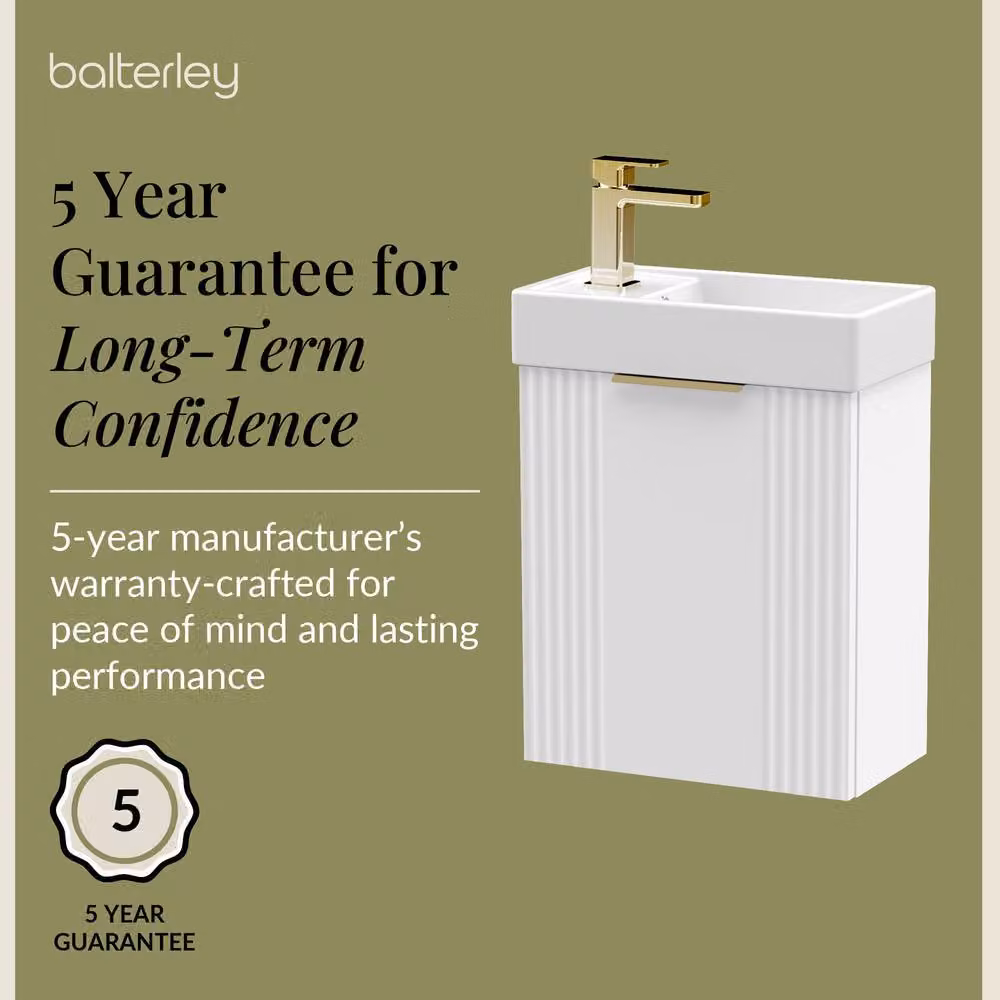 Balterley White Wall Hung Vanity Unit with Gold Handle and Soft Close Doors – 2