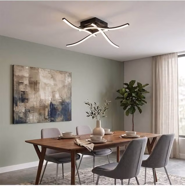 Living and Home 20W Modern Adjustable Colour Temperature LED Ceiling Light in Black – 1