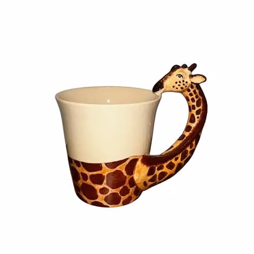 Handmade Ceramic Giraffe Design Mug in White and Multicolour by On Trade Winds – 5