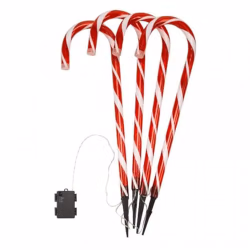 Samuel ALEXANDER Set of 4 Large Red and White Striped LED Christmas Candy Cane Garden Stakes – 3
