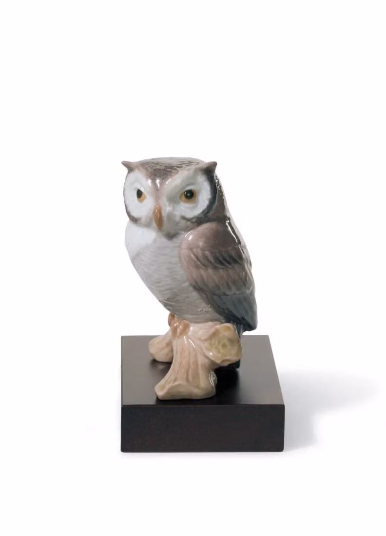 Lladró Lucky Owl Grey Porcelain Figurine