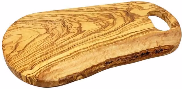 Verano Spanish Ceramics Olive Wood Grained Rustic Chopping Board with Inverted Handle in Brown and Beige, W: 40 cm – 1