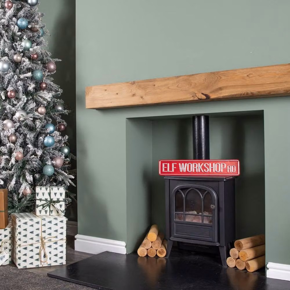 Samuel Alexander Red Metal Christmas Elf Workshop Hanging Road Sign Decoration – 2