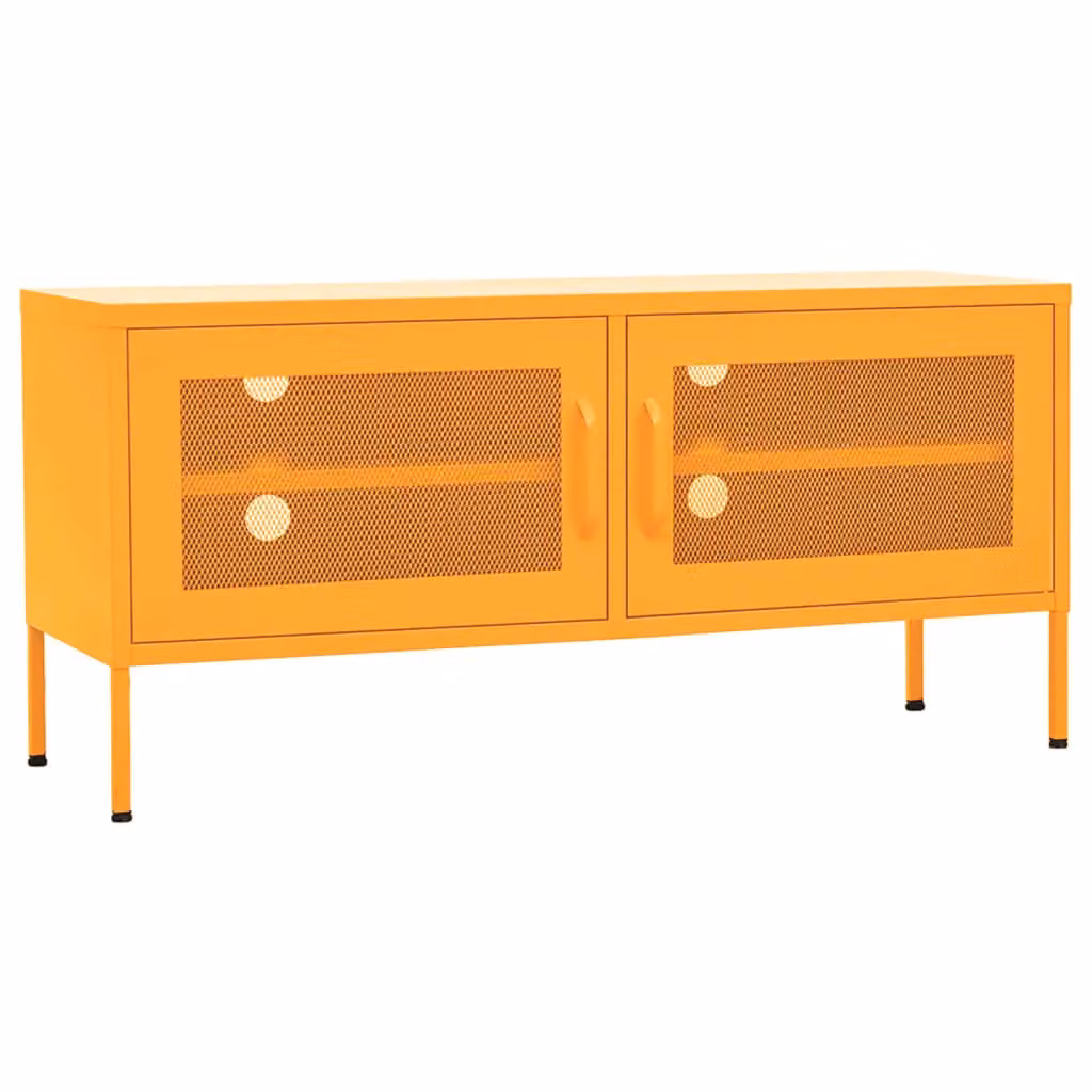 Berkfield Home Industrial Metal TV Cabinet in Mustard Yellow, W/D/H: 105 x 35 x 50 cm – 2