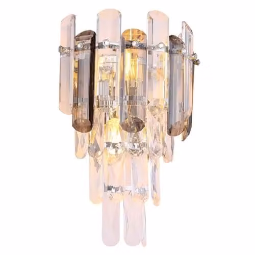 Globo Lighting Orgina Wall Lamp in Chrome with Grey Transparent Crystal, Height: 34 cm – 1