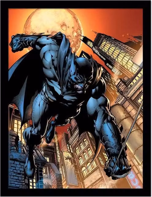 Batman Swinging Multicolour Framed Paper Poster Illustration – 1