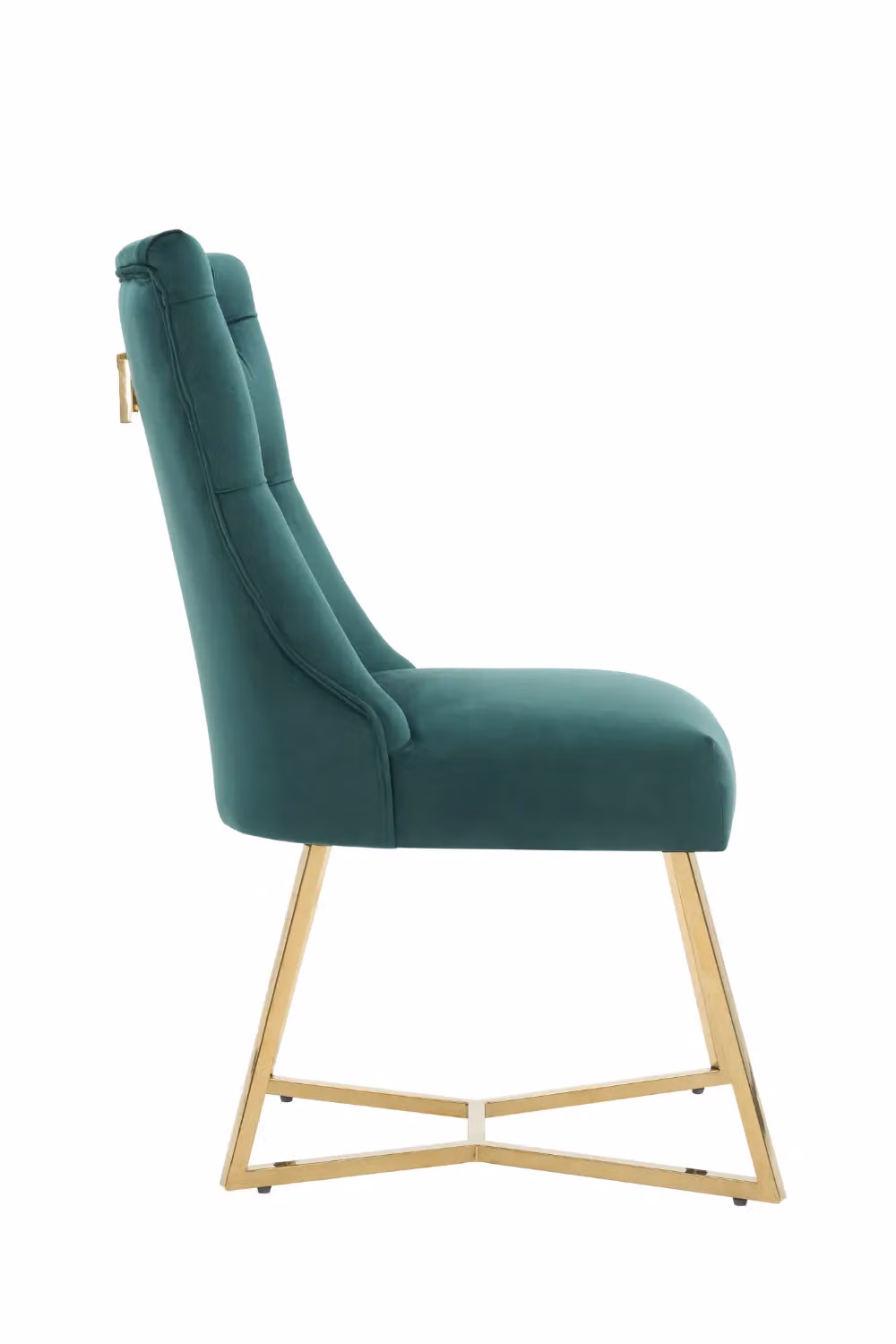 Life Interiors Ambra Modern Velvet Dining Chair with Gold Legs and Tufted Back in Green – 3