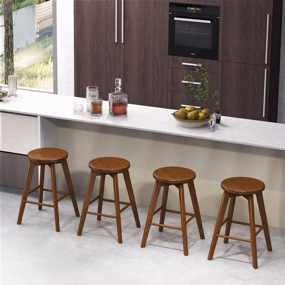 FORGEVIO 2-Pack Brown Rubberwood Counter Height Bar Stools – 4