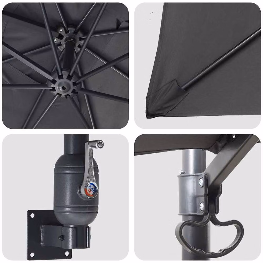 Berkfield Home Freestanding Outdoor Umbrella in Anthracite with Polyester Canopy and Steel Frame, H 230 cm x W 248.5 cm – 3