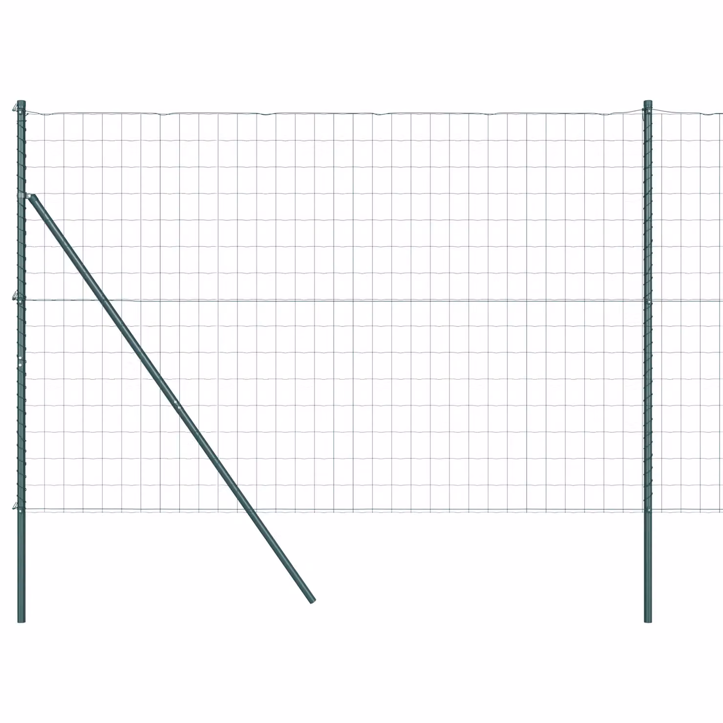 Berkfield Home Euro Fence with 7 Posts, Galvanised Steel, Green and Silver, W: 10 m, H: 1.5 m – 2