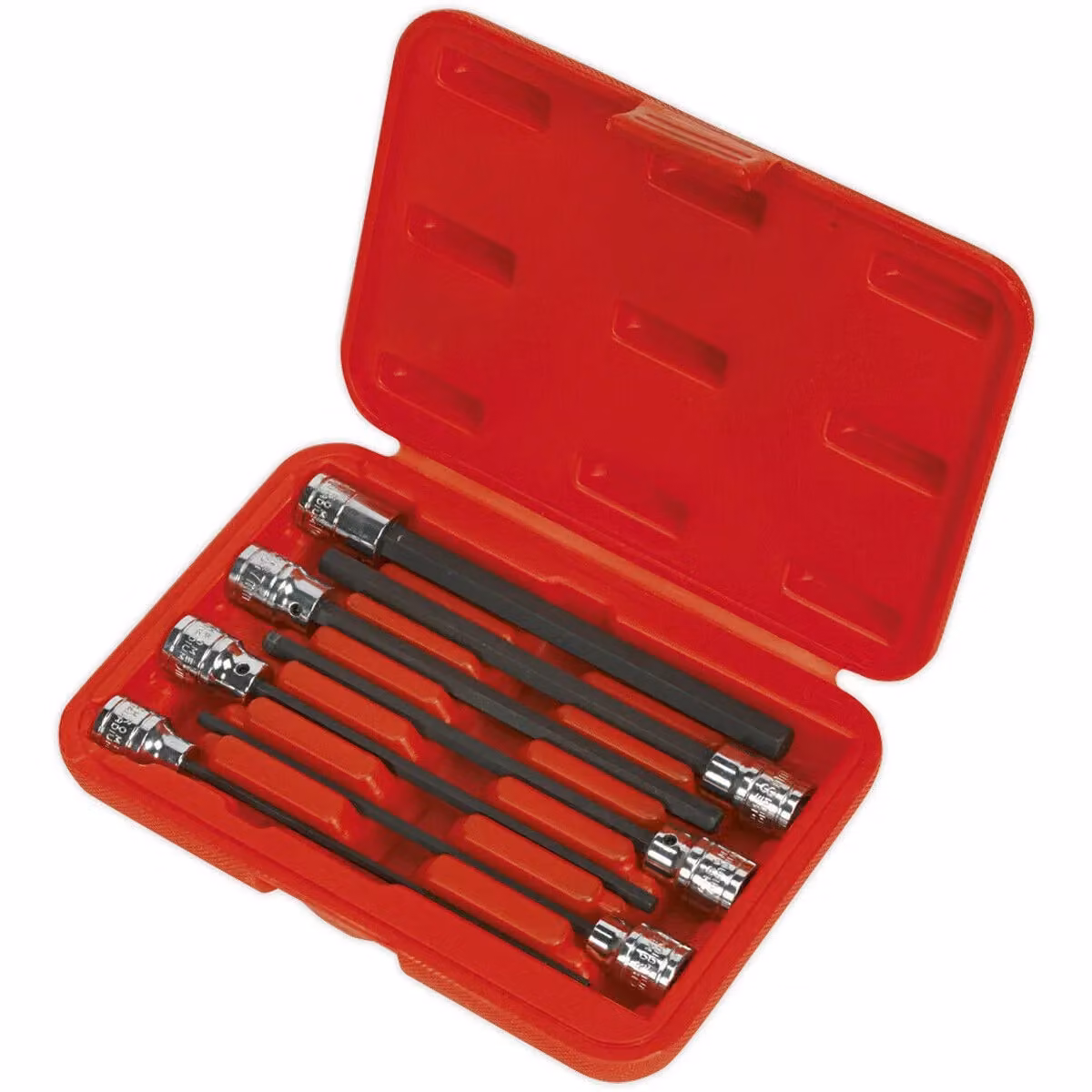 Loops 7pc Hex Socket Bit Set, 3/8 inch Square Drive, S2 Steel, Silver – 3