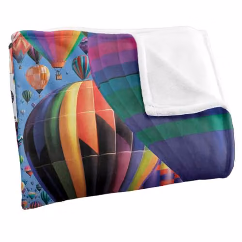 JQ Licensing Royce Mcclure Hot Air Balloon Sky Silky Touch Super Soft Fleece Throw Blanket, Multicolour, W/D/H: 91 x 147 cm – 3