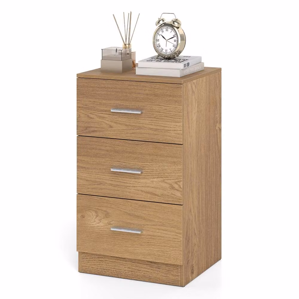 Costway Modern Bedside Table and Nightstand Storage Organiser in Sand Brown – 3