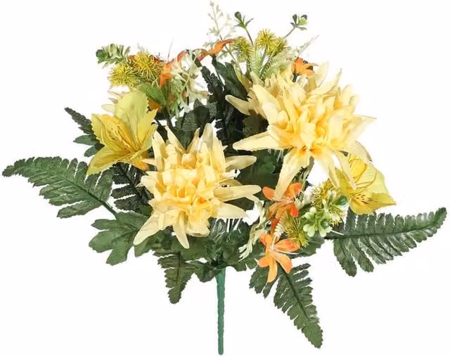 Kingsbury Gifts Yellow Artificial Rose and Alstro Mixed Floral Bouquet, Height: 35 cm