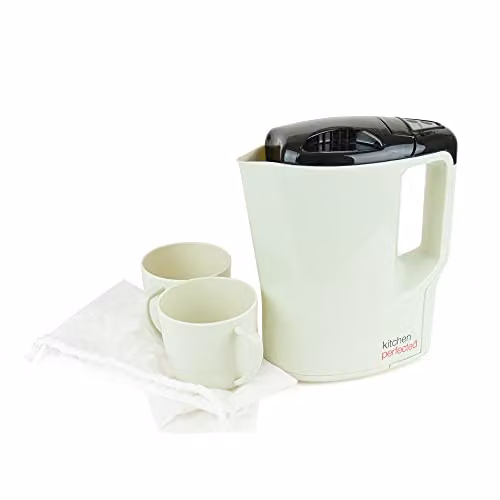 Lloydtron 1000W Foldable Travel Jug Kettle, 0.9 l, Beige and Yellow – 1