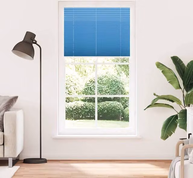 Berkfield Home Single Pleat Blue Polyester Semi-Transparent Blind W: 110 cm, H: 200 cm