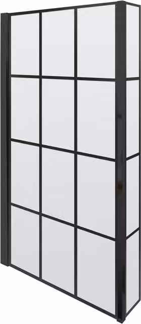 Balterley L Shaped Asymmetric Shower Bath Screen with 6mm Glass and Black Frame, W/D/H: 143.0 x 79.5 x 15.0 cm – 1