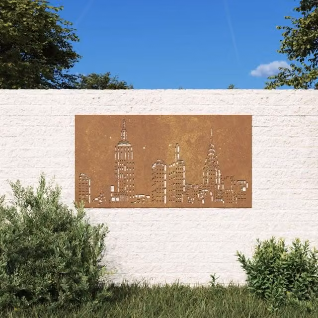 Berkfield Home Garden Brown Corten Steel Skyline Wall Decoration, W: 105 cm, H: 55 cm – 1