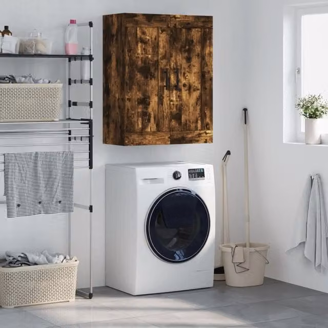 Berkfield Home Wall Mounted Smoked Oak Cabinet in Brown, W/D/H: 69.5 x 34 x 90 cm – 1