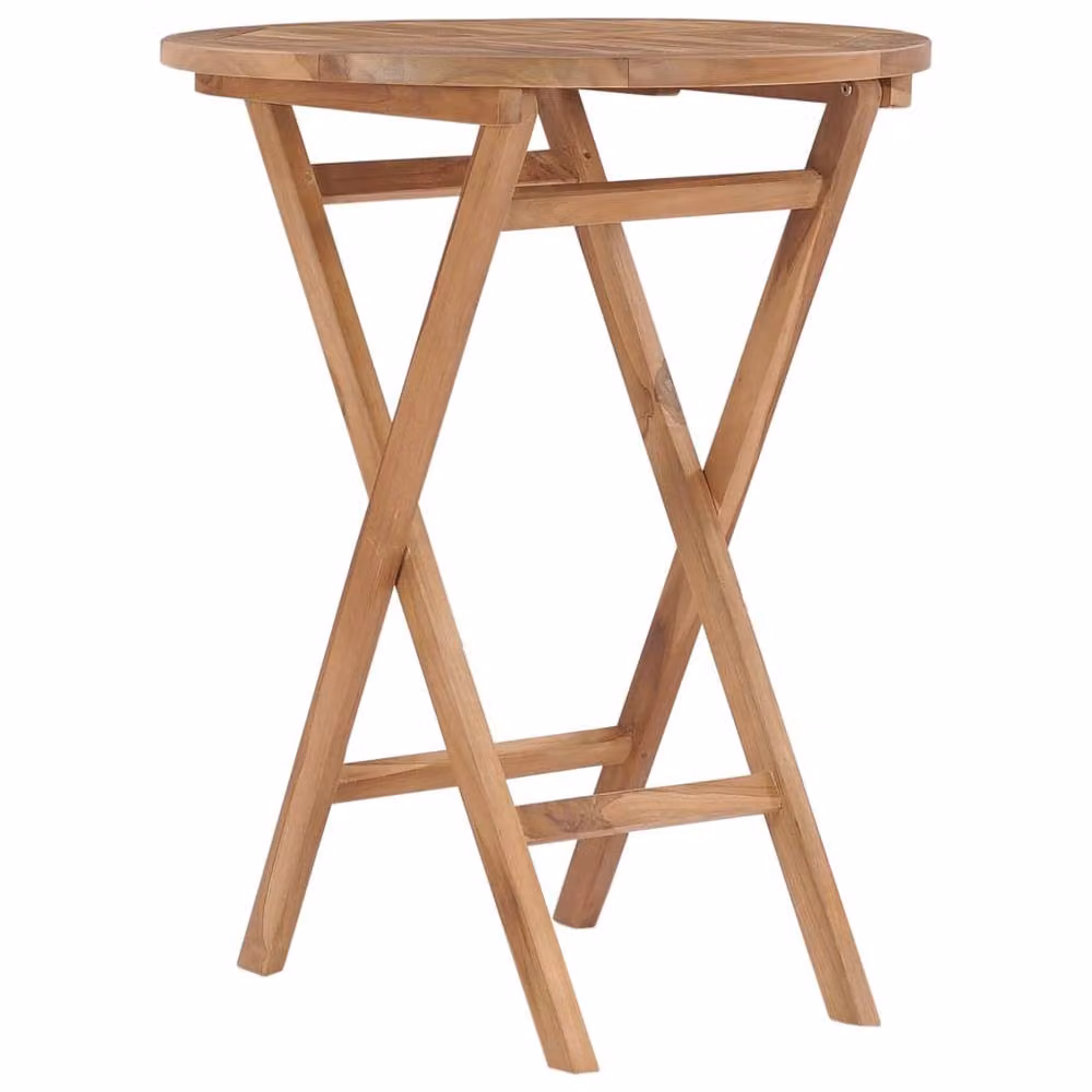Berkfield Home Durable Folding Garden Table in Brown Solid Teak Wood, W/D/H: 60 x 60 x 75 cm – 1