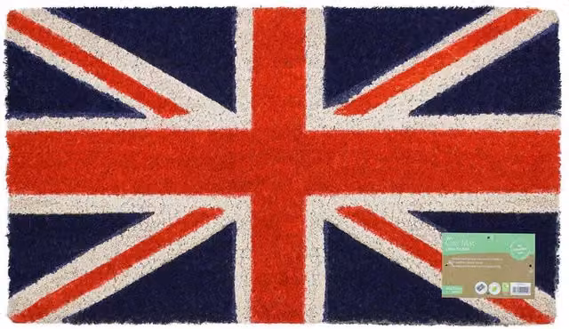 JVL Union Jack Graphic Coir Door Mat with PVC Backing, W: 70 cm, D: 40 cm – 6