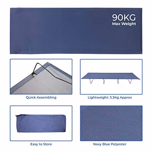 Milestone Camping 20240 4 Leg Folding Camping Bed, H18 x W59 x L180 cm – 2