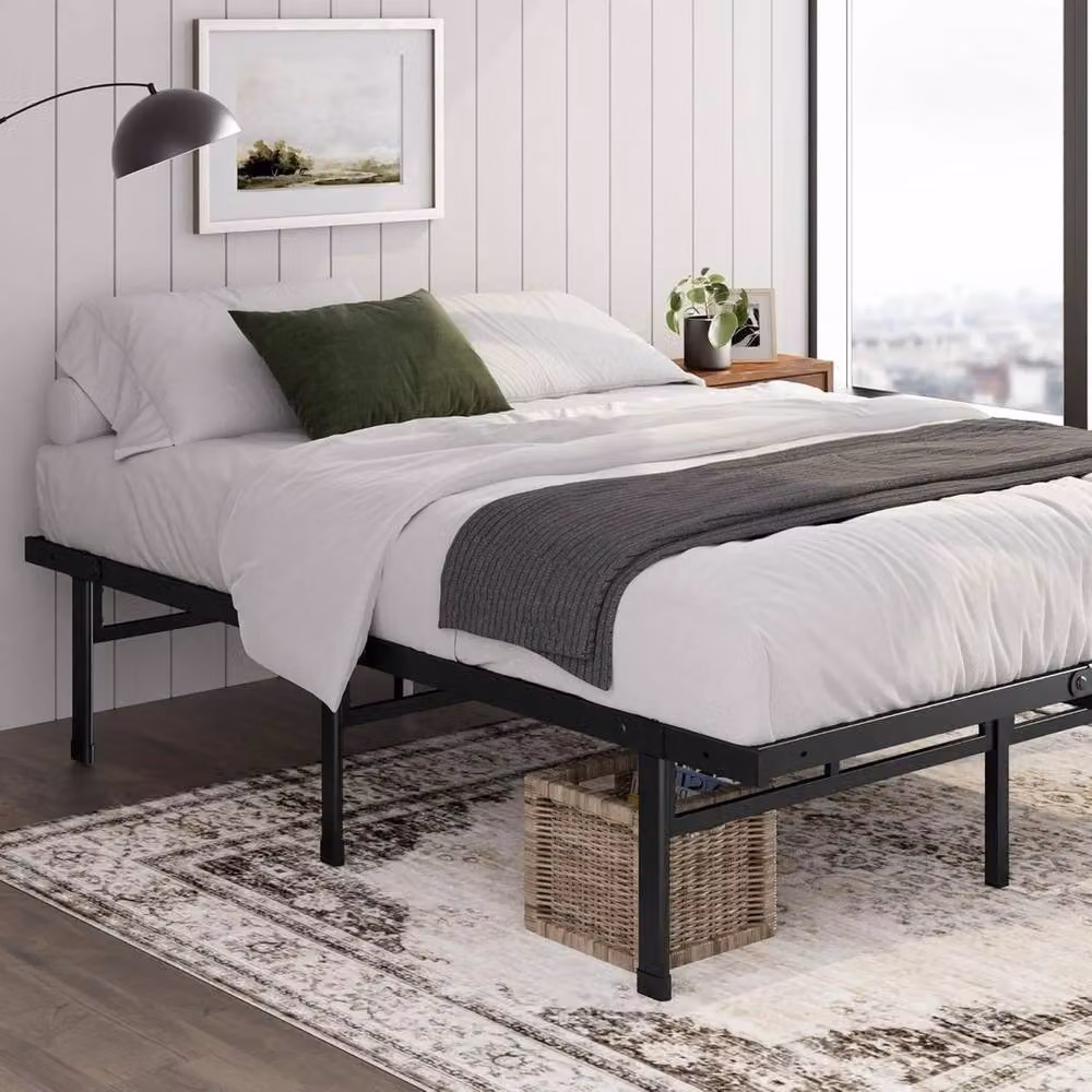 FORGEVIO Black Metal Cot Bed Frame with Flat Fixed Slats, W/D/H: 90 x 190 cm – 3