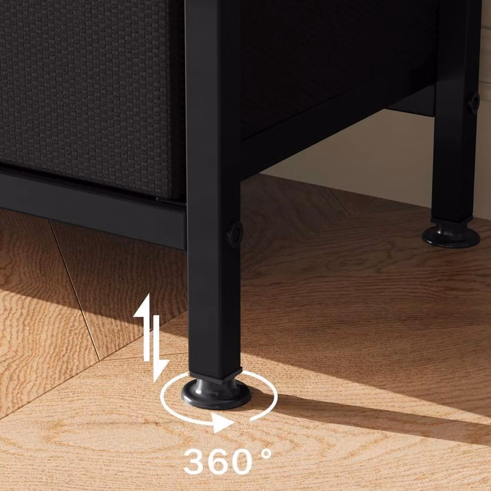 VOGREX Minimalist Dresser-Style TV Stand with 3 Fabric Drawers in Black – 3